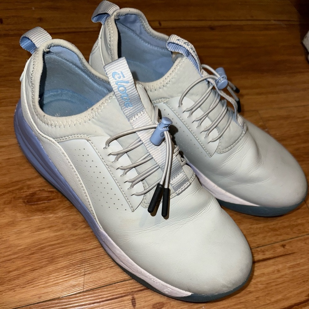 Cloves blue and gray shoes